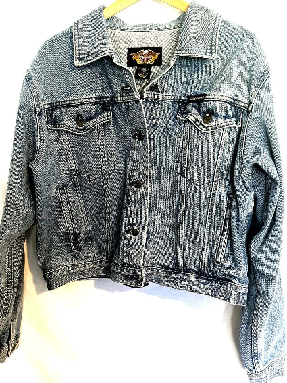 Harley Davidson Women's Trucker Denim Jean Jacket, Made in Canada, Size 1X